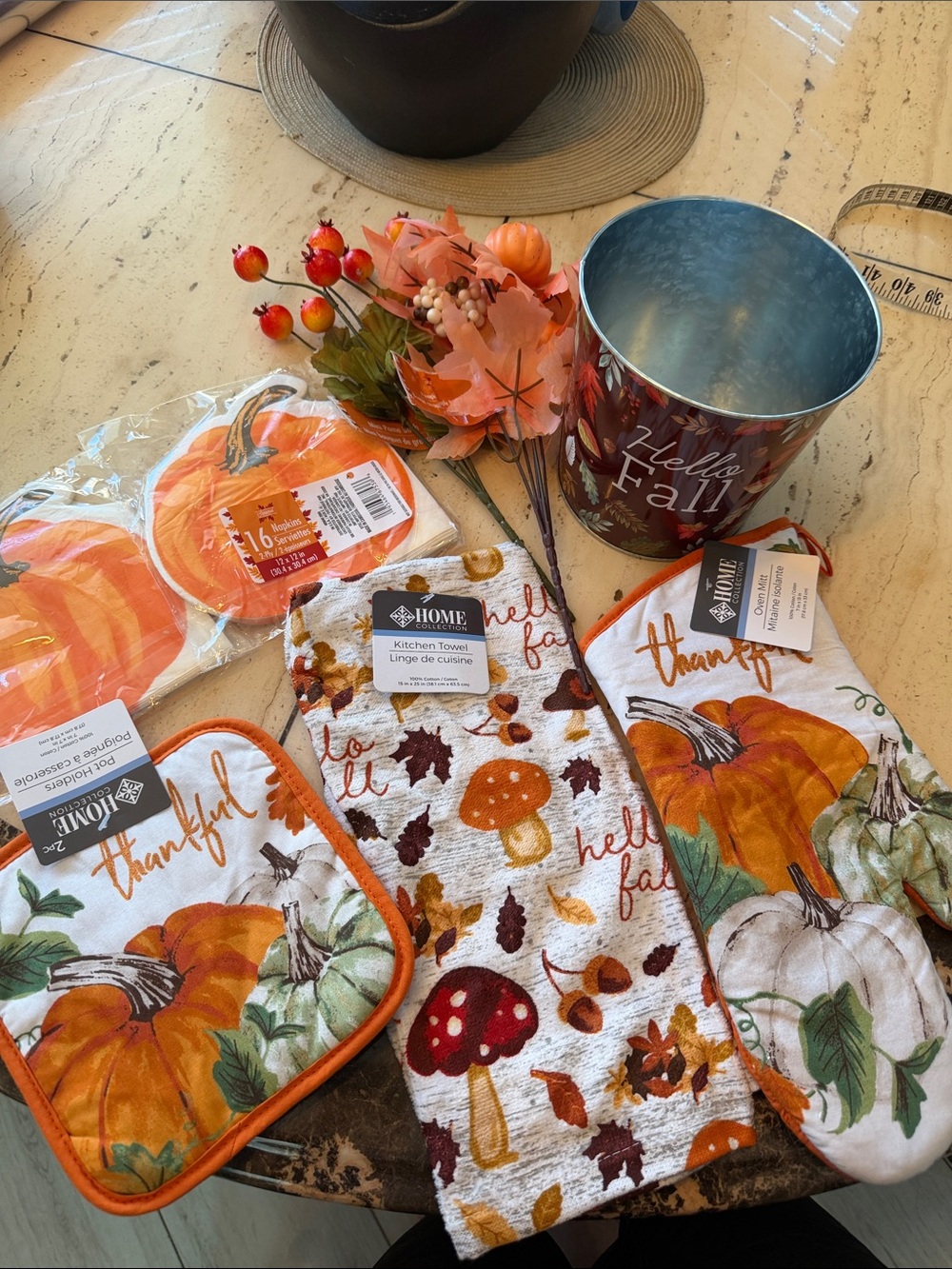 Home Collection Orange, White & Brown Fall Kitchen Set Host/Party Gift